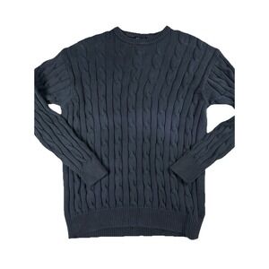 Blumarine Uomo Italy Navy Cable Knit Sweater L 100% Cotton Made in‎ Italy Luxury